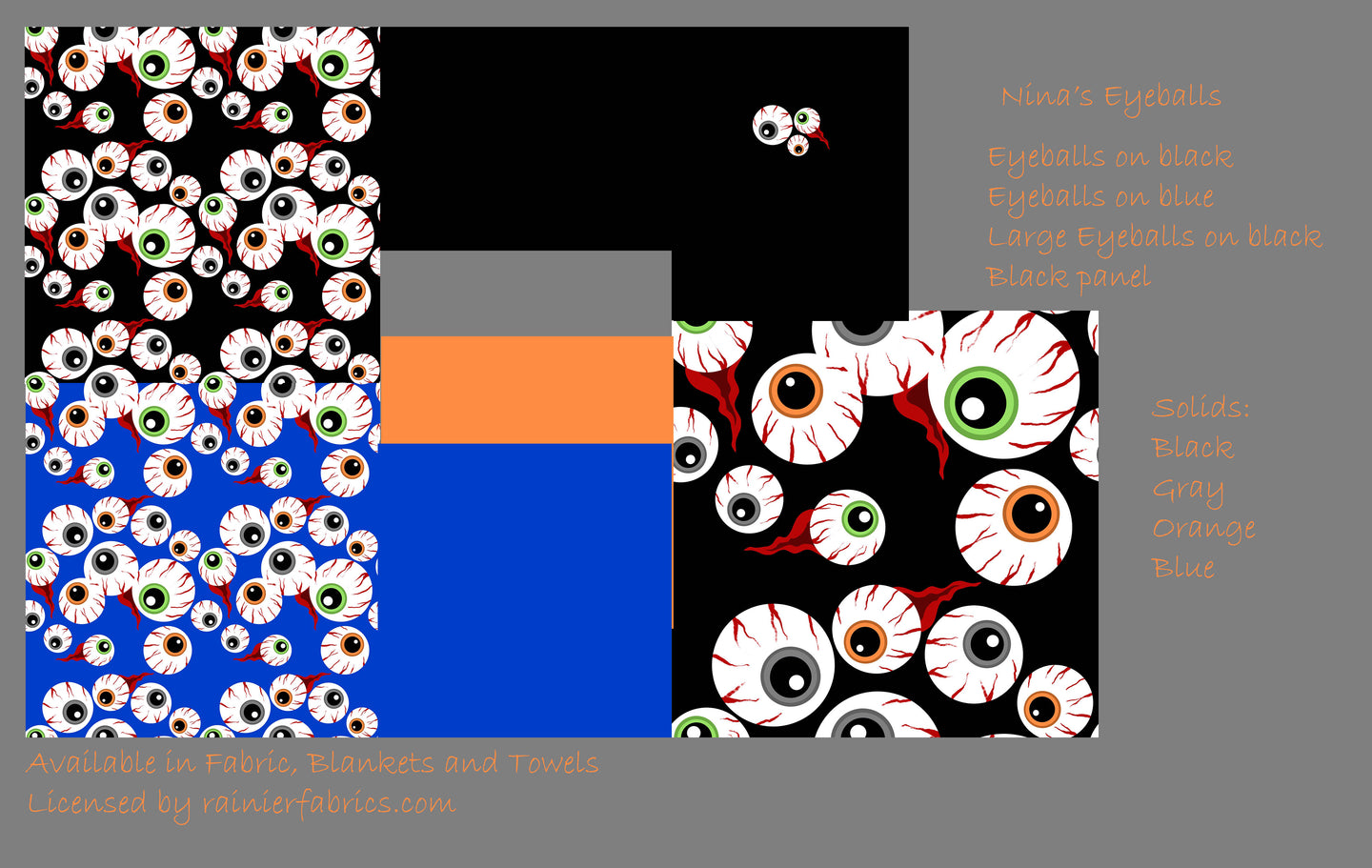 Eyeballs - from Nina  - 2-5 day turnaround - Order by 1/2 yard; Description of bases below