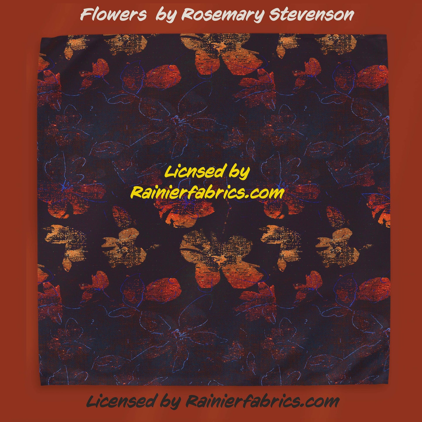 Flowers by Rosemary Stevenson - TAT 2-5 Days (Turn around time) - Order by 1/2 yard; Description of bases below