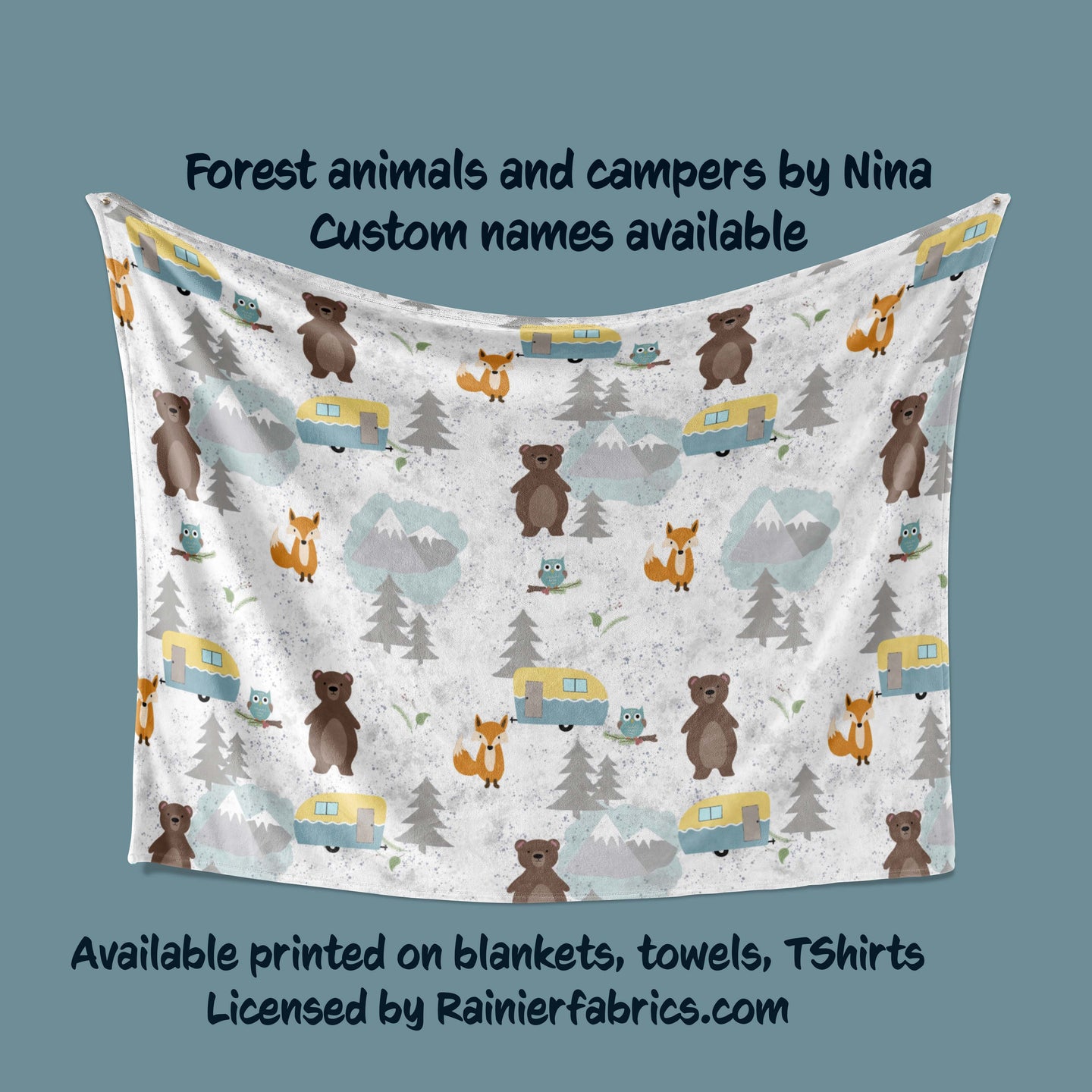 Forest Animals and Camper by Nina - Blanket