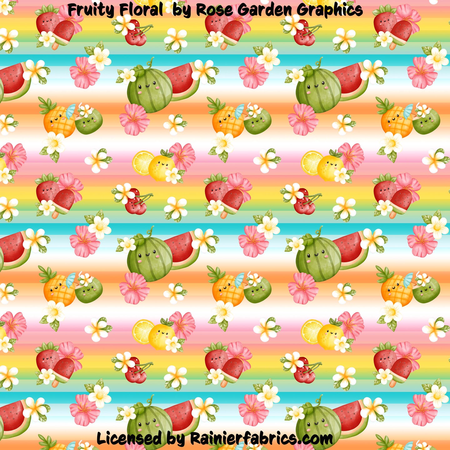 Fruity Floral by Rose Garden Graphics - 2-5 day turnaround - Order by 1/2 yard; Description of bases below