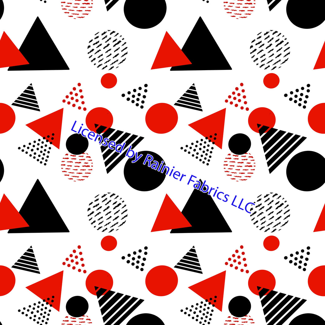 Geo Red and Black by Nina with options  - Order by half yard - See below for instructions on ordering and base fabrics