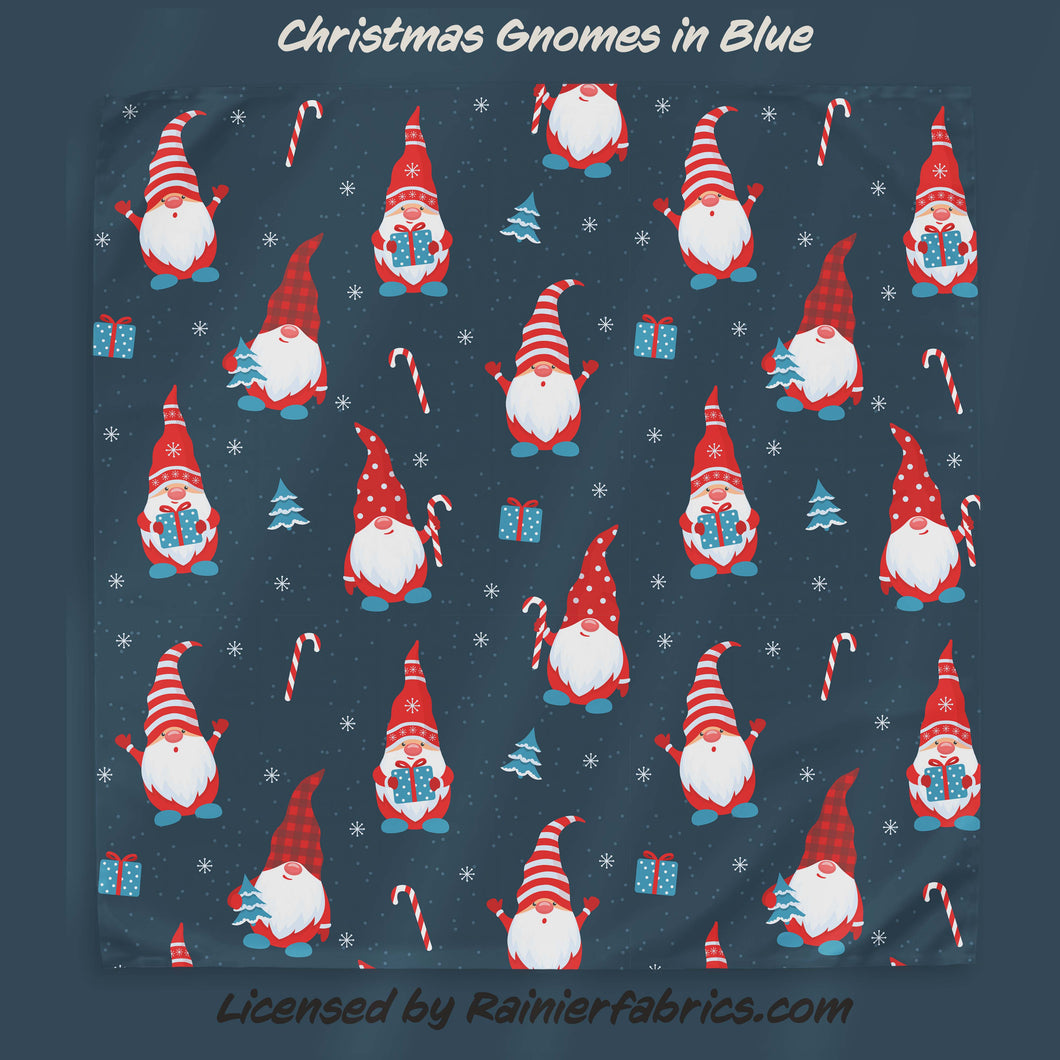 Holiday Gnomes in Blue - TAT 2-5 Days (Turn around time) - Order by 1/2 yard; Description of bases below