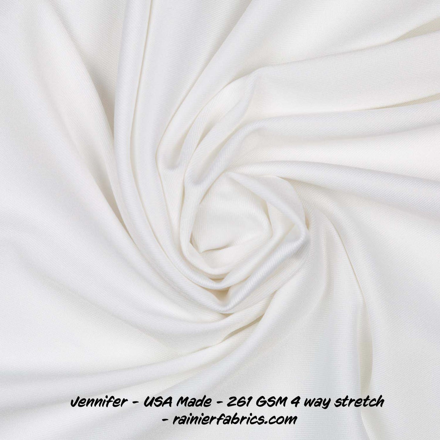 White Jennifer 261 GSM, USA Made, Nice 4 way stretch - sold by the yard!