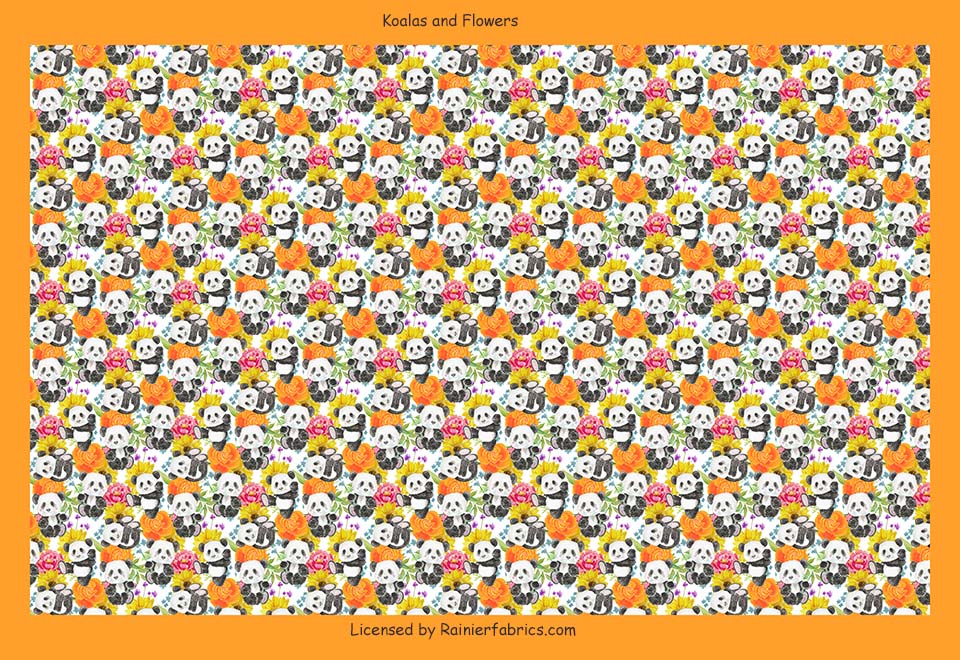 Pandas and Flowers - 2-5 day turnaround - Order by 1/2 yard; Description of bases below