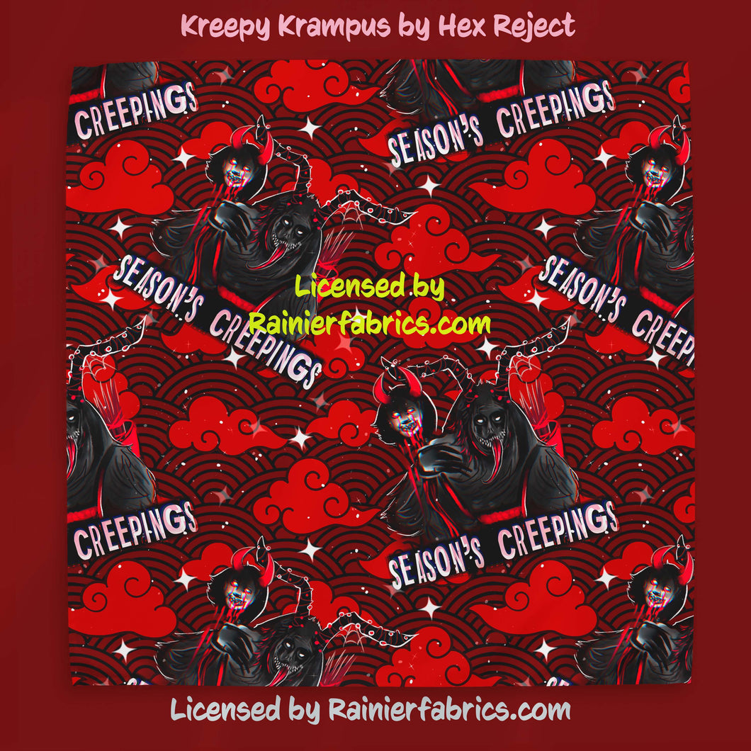 Kreepy Krampus by Hex Reject - TAT 2-5 Days (Turn around time) - Order by 1/2 yard; Description of bases below