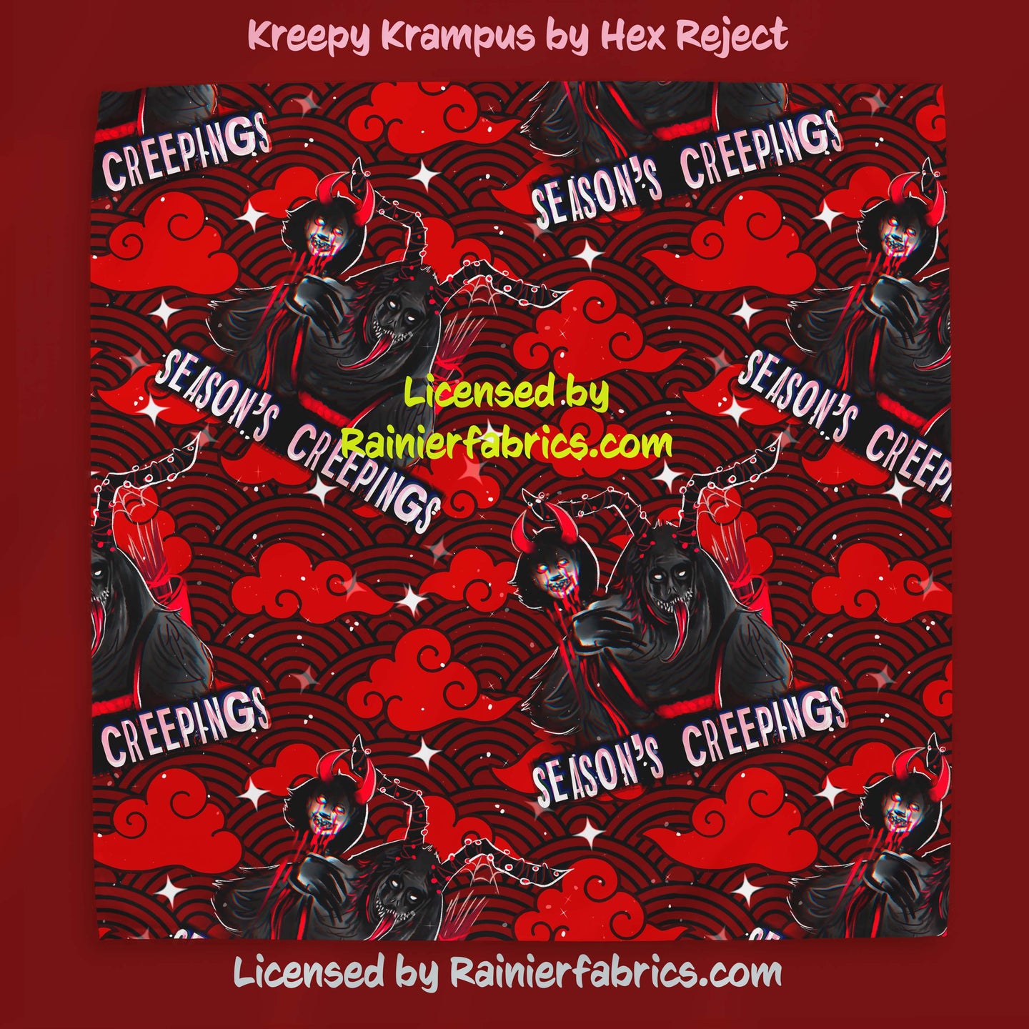 Kreepy Krampus by Hex Reject - TAT 2-5 Days (Turn around time) - Order by 1/2 yard; Description of bases below