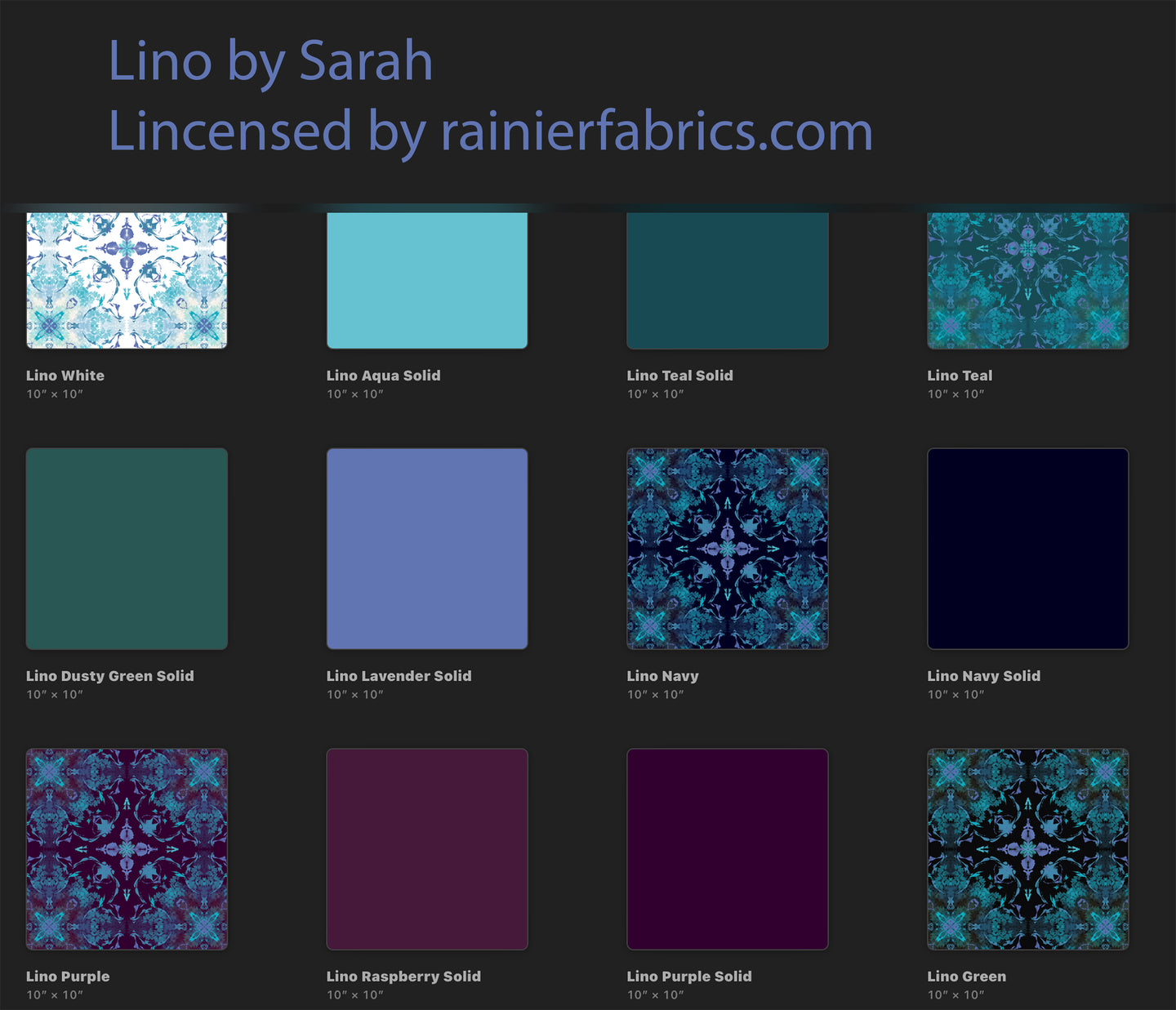 Lino by Sarah - Order by half yard - See below for instructions on ordering and base fabrics