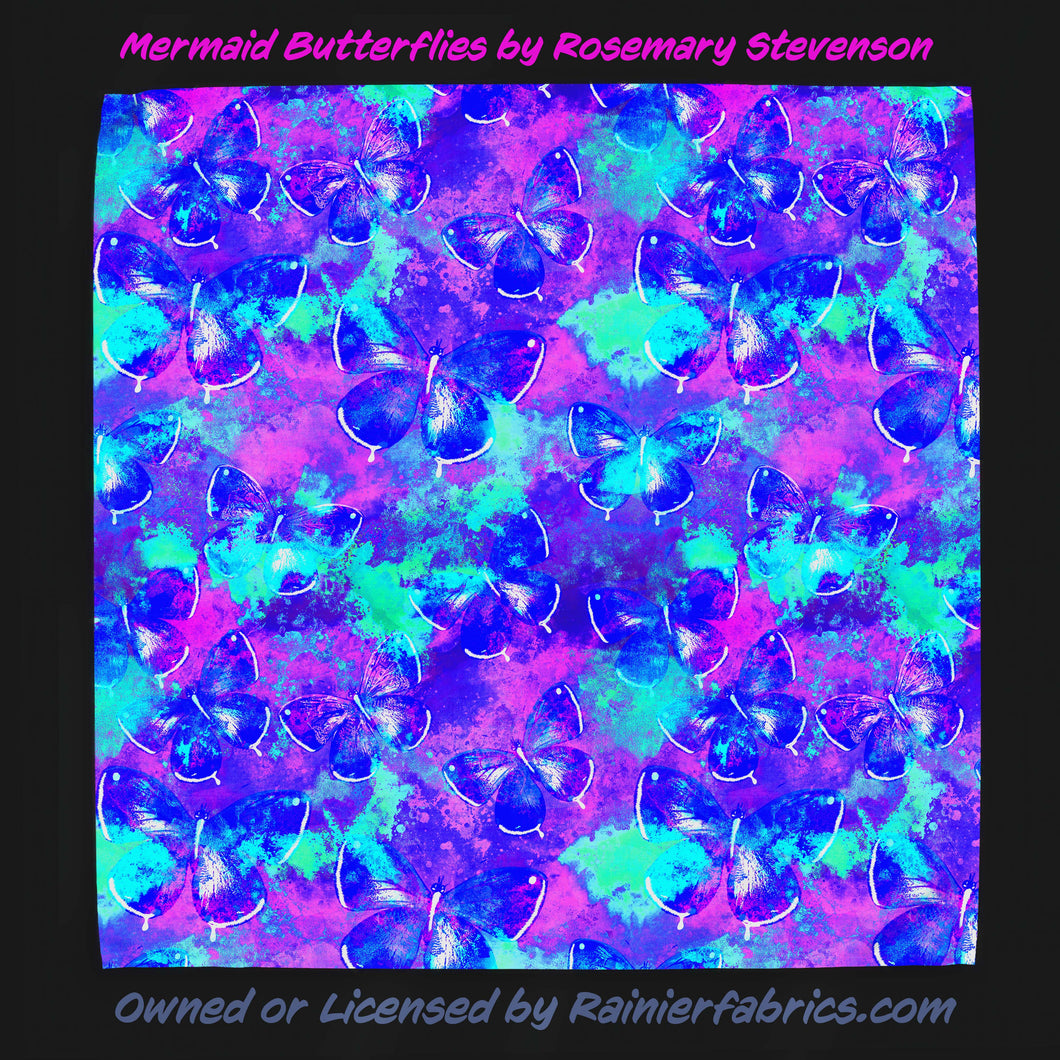 Mermaid Butterflies by Rosemary Stevenson - 2-5 day turnaround - Order by 1/2 yard; Description of bases below