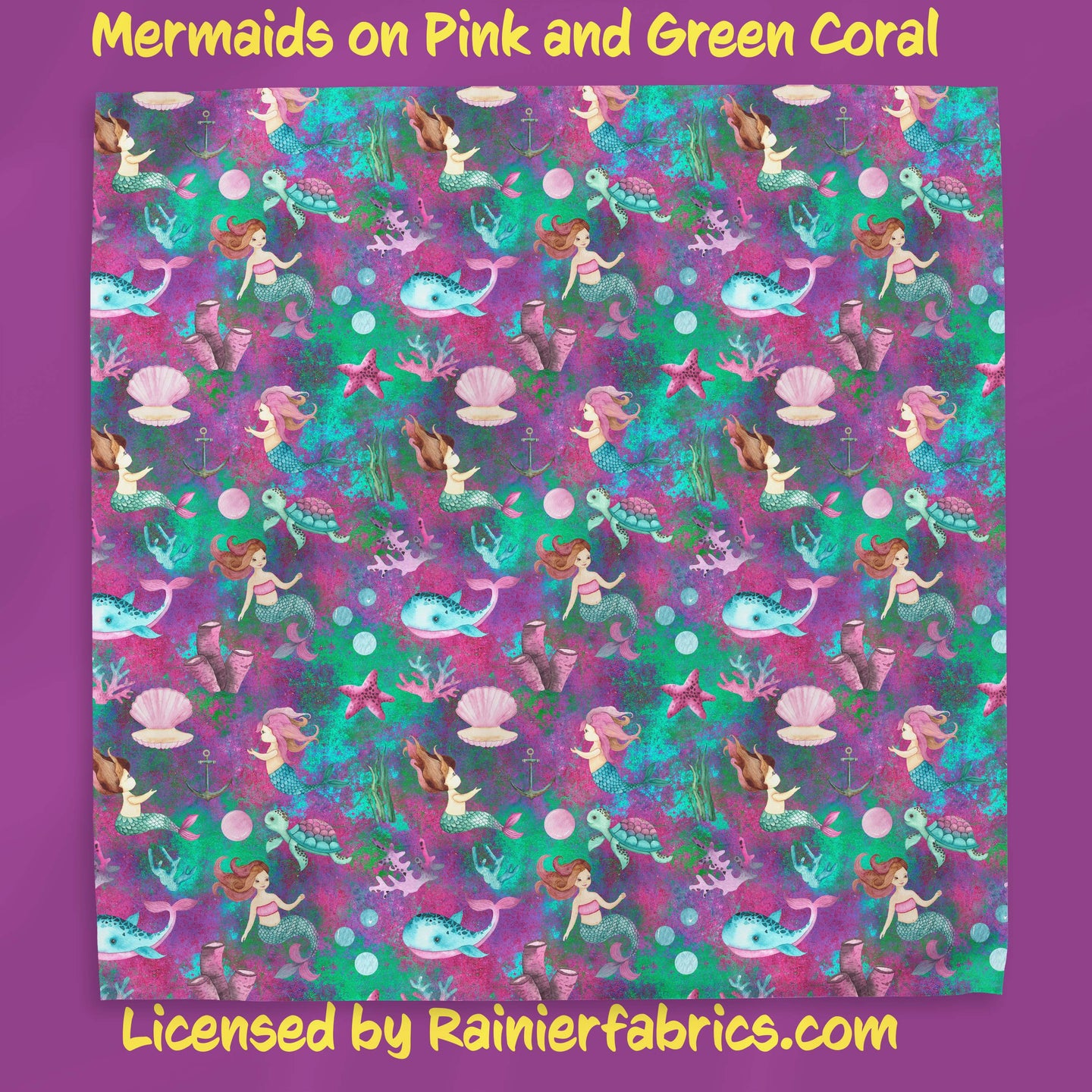 Mermaids Under the Sea with Background Options - 2-5 day turnaround - Order by 1/2 yard; Description of bases below