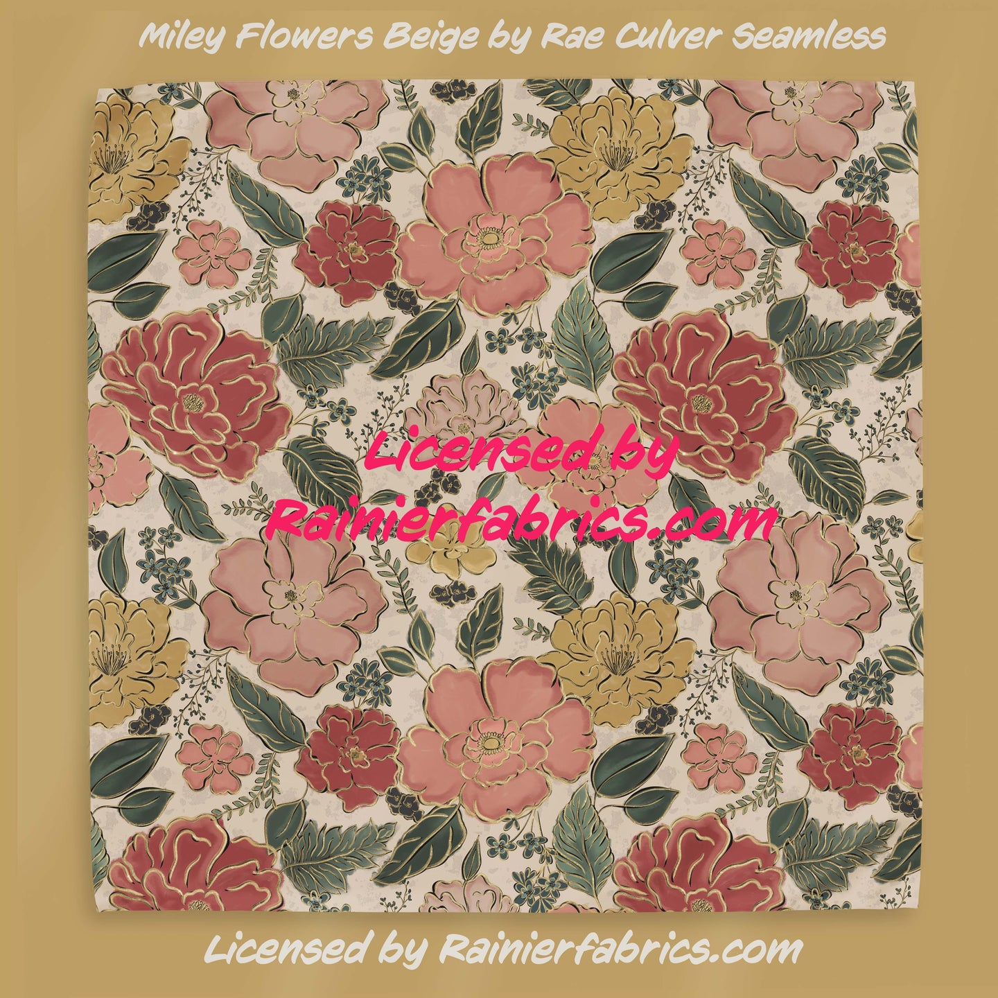 Miley Flowers with Options by Rae Culver Seamless - 2-5 business days to ship - Order by 1/2 yard