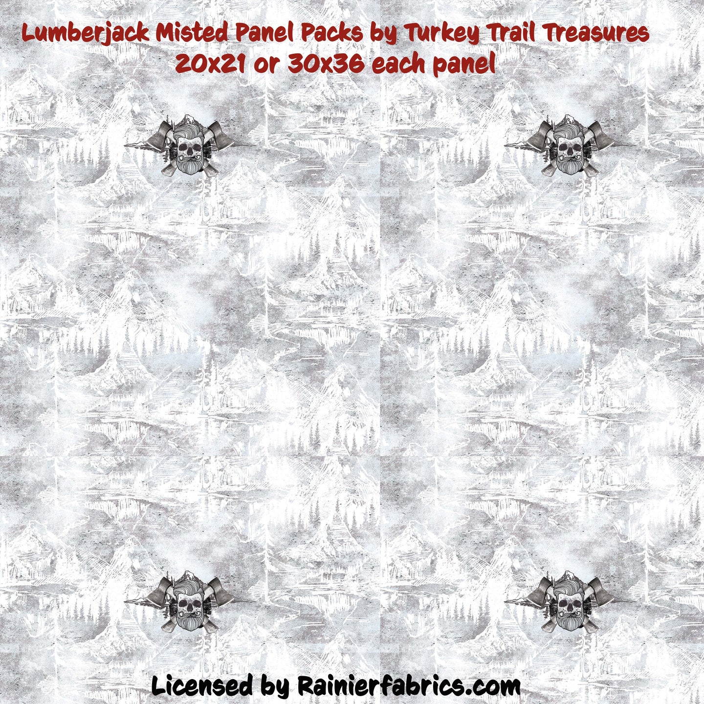 Lumberjack Misted Panel Packs by Turkey Trail Treasures 20x21 or 30x36 each panel- 2-5 day turnaround - Order by 1/2 yard; Description of bases below