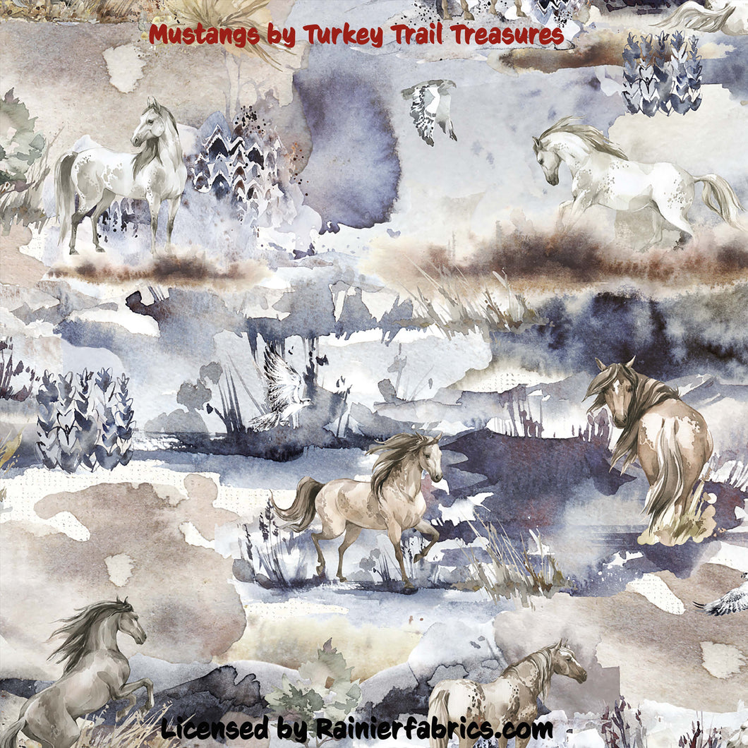 Wild Mustang Horses by Turkey Trail Treasures - 2-5 day turnaround - Order by 1/2 yard; Description of bases below