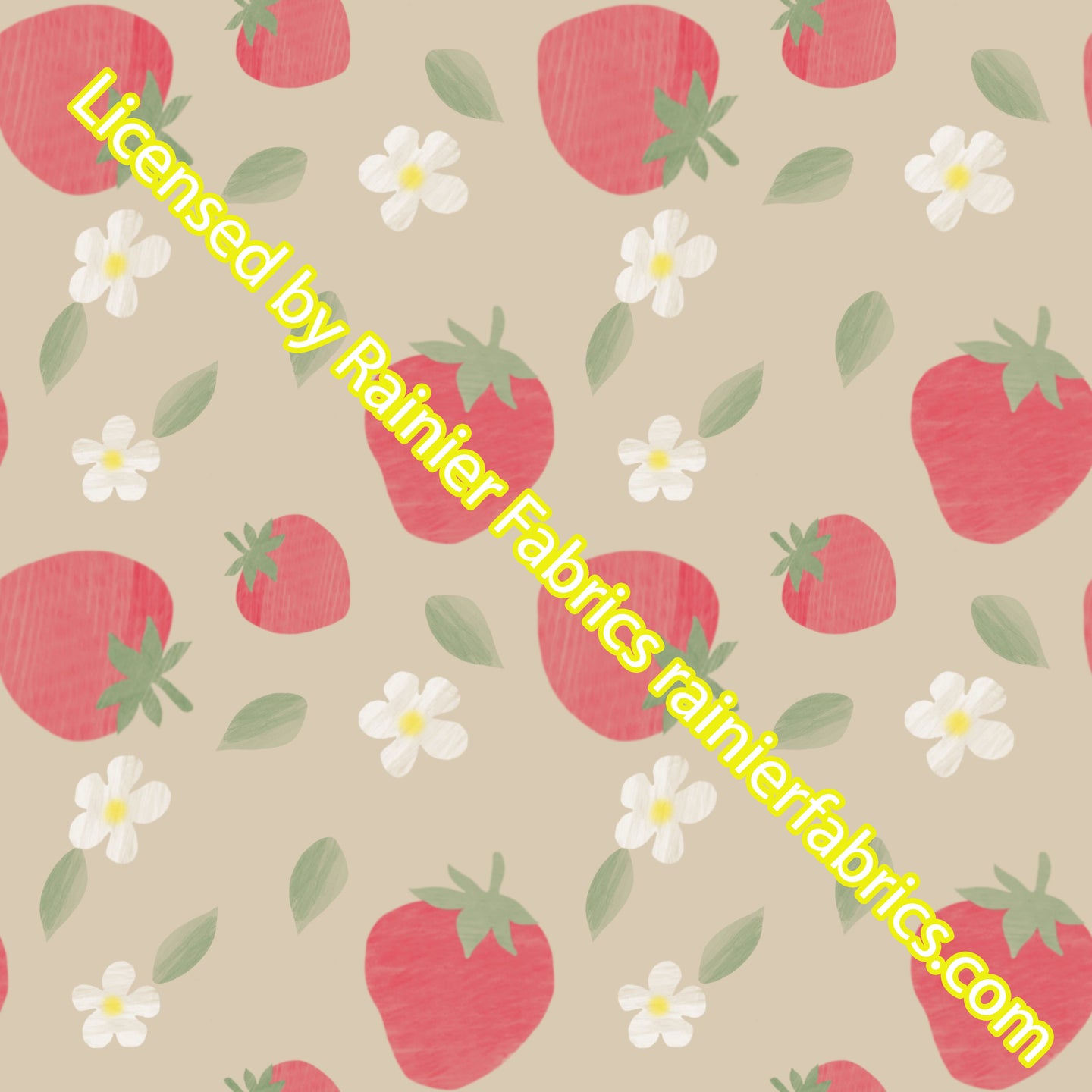 Strawberries and Flowers by Nina - Order by half yard - See below for instructions on ordering and base fabrics