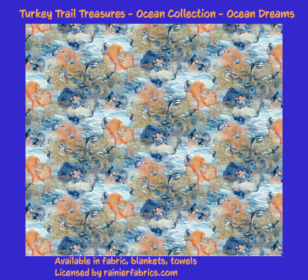 Ocean Collection - Ocean Dreams from Turkey Trail Treasures - 2-5 day turnaround - Order by 1/2 yard; Description of bases below