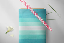 Load image into Gallery viewer, Blue Ocean Stripes and Solids on Linen from Rosemary Stevenson  - 2-5 day turnaround - Order by 1/2 yard; Description of bases below
