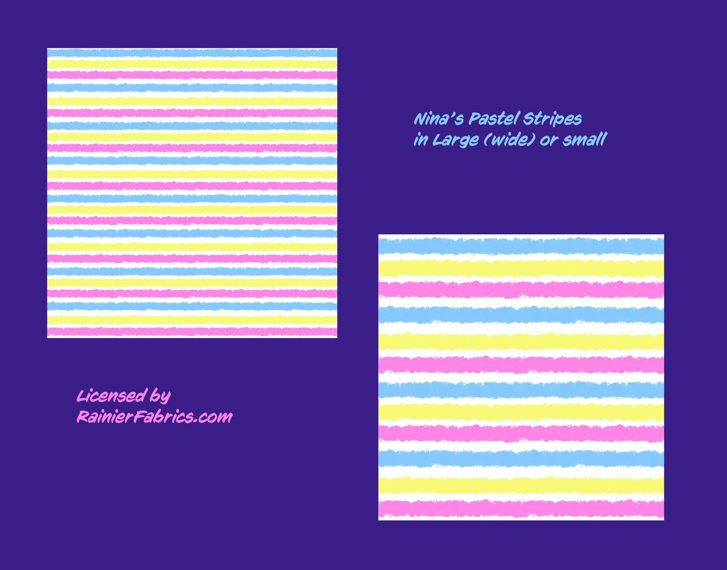 Pastel Stripes from Nina  - 2-5 day turnaround - Order by 1/2 yard; Description of bases below