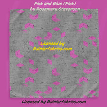 Load image into Gallery viewer, Pink and Blue on Gray with Option - by Rosemary Stevenson - TAT 2-5 Days (Turn around time) - Order by 1/2 yard; Description of bases below
