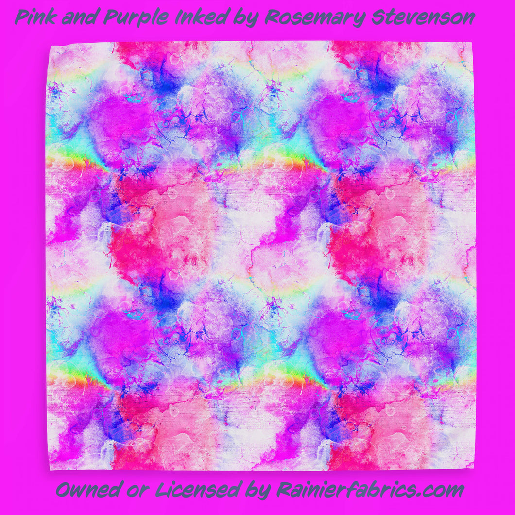 Pink and Purple Inked by Rosemary Stevenson  - 2-5 day turnaround - Order by 1/2 yard; Description of bases below