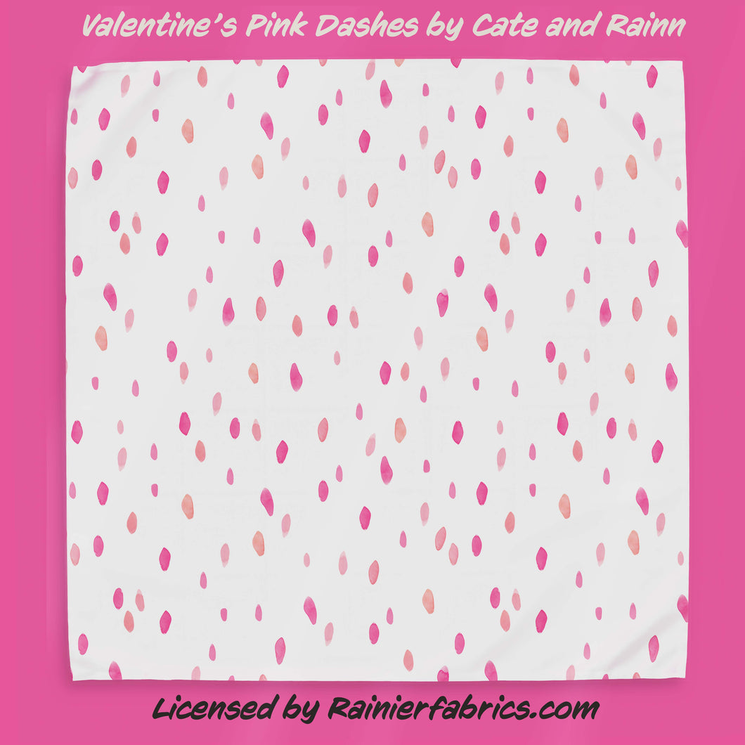 Pink Dashes - part of Valentines Day Collection from Cate and Rainn - TAT 2-5 Days (Turn around time) - Order by 1/2 yard; Description of bases below