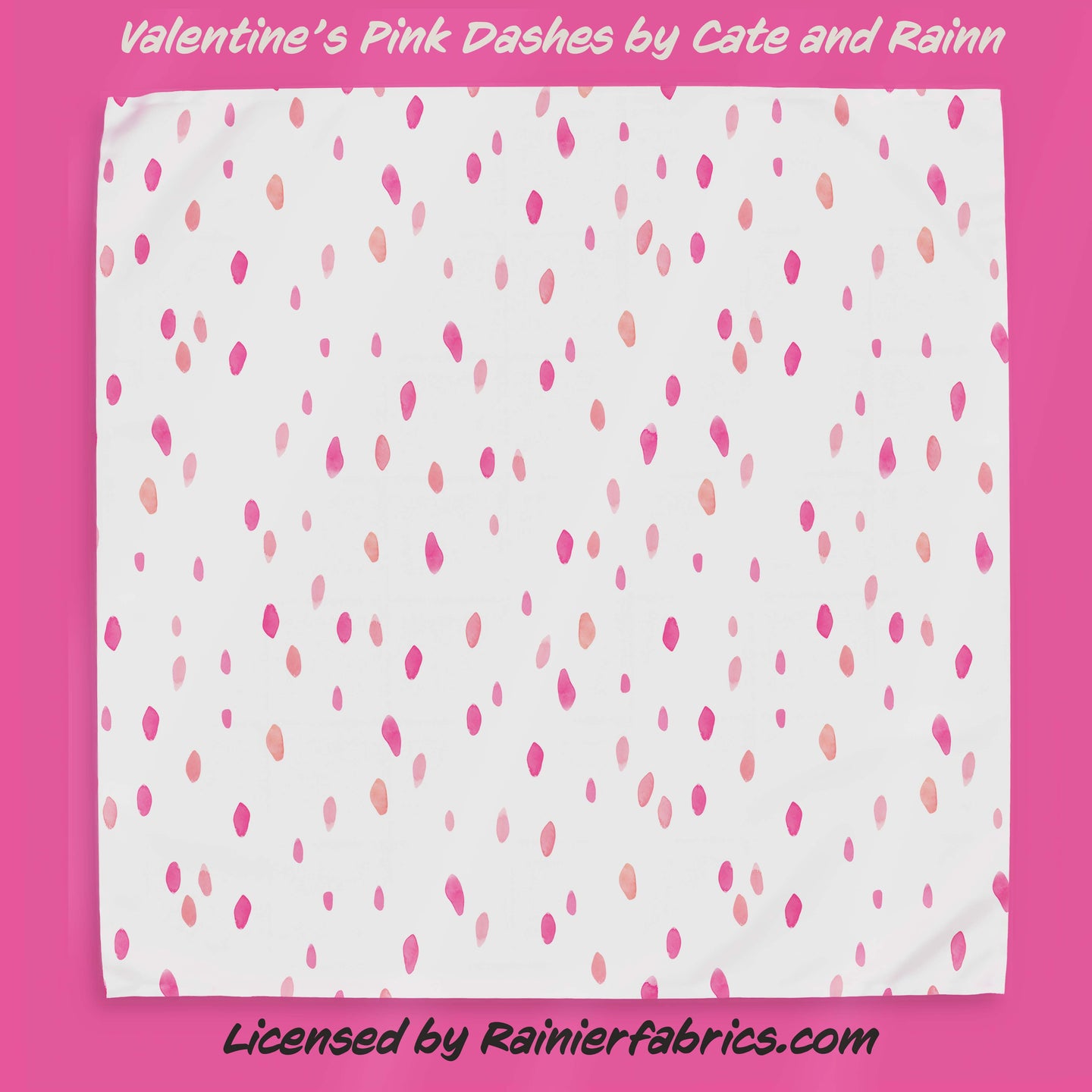 Pink Dashes - part of Valentines Day Collection from Cate and Rainn - TAT 2-5 Days (Turn around time) - Order by 1/2 yard; Description of bases below