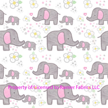 Load image into Gallery viewer, Elephants Pink and Blue - by Nina  - Order by half yard - See below for instructions on ordering and base fabrics
