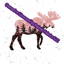 Load image into Gallery viewer, Copy of Aurora Moose Collection in Pink with options and panel - by Nina with options  - Order by half yard - See below for instructions on ordering and base fabrics
