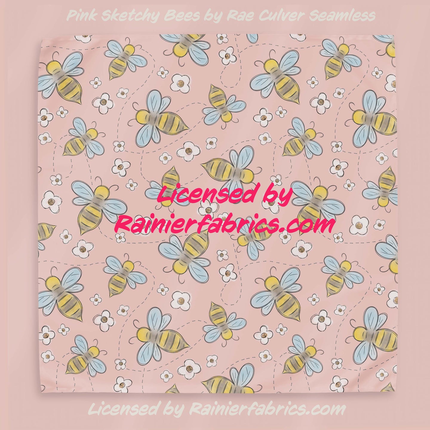 Pink Sketchy Bees by Rae Culver Seamless - 2-5 business days to ship - Order by 1/2 yard