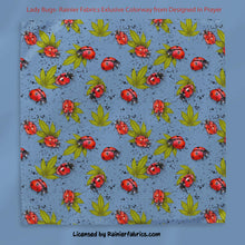 Load image into Gallery viewer, Lady Bugs on Blue - Exclusive Colorway - from Designed in Prayer - 2-5 business days to ship - Order by 1/2 yard
