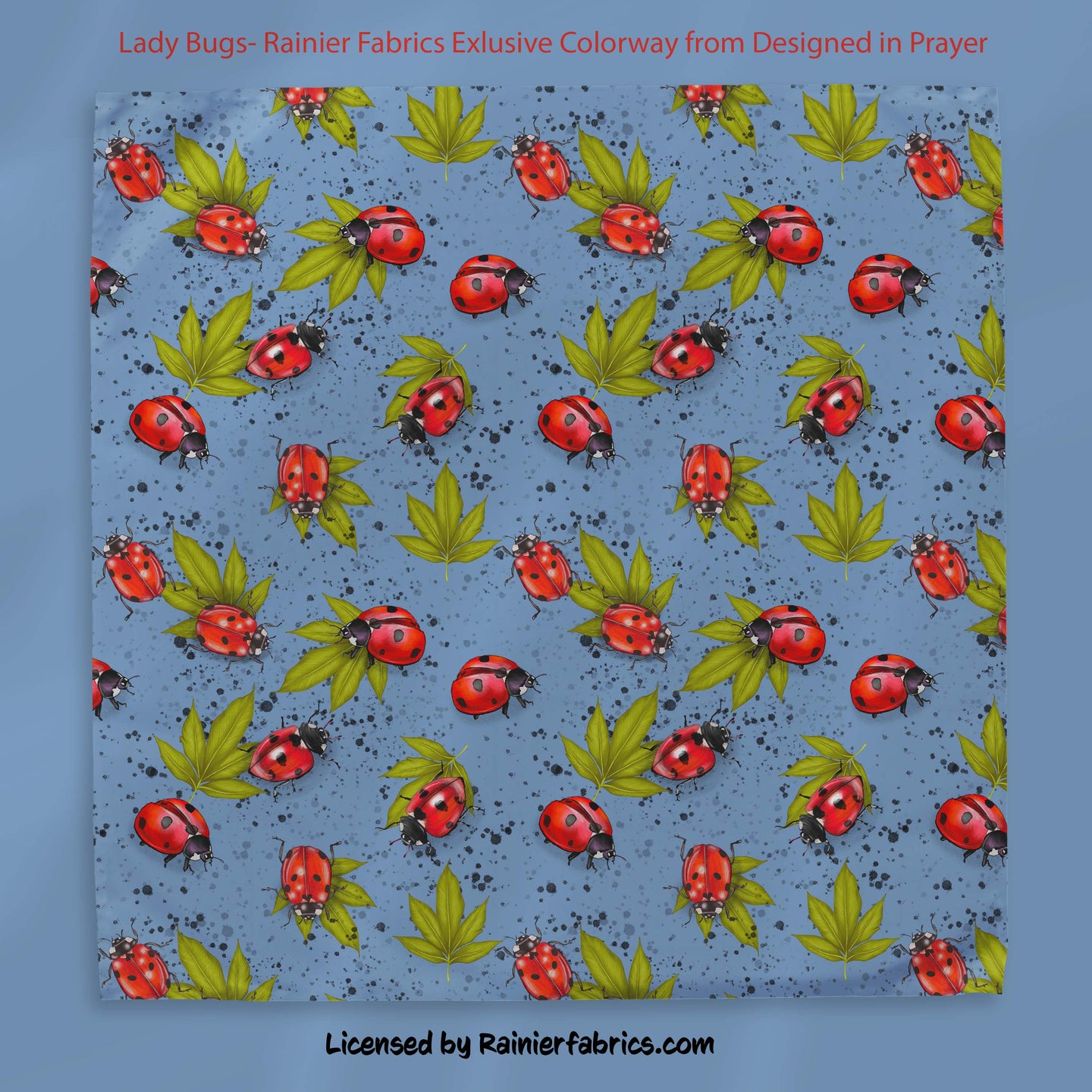 Lady Bugs on Blue - Exclusive Colorway - from Designed in Prayer - 2-5 business days to ship - Order by 1/2 yard