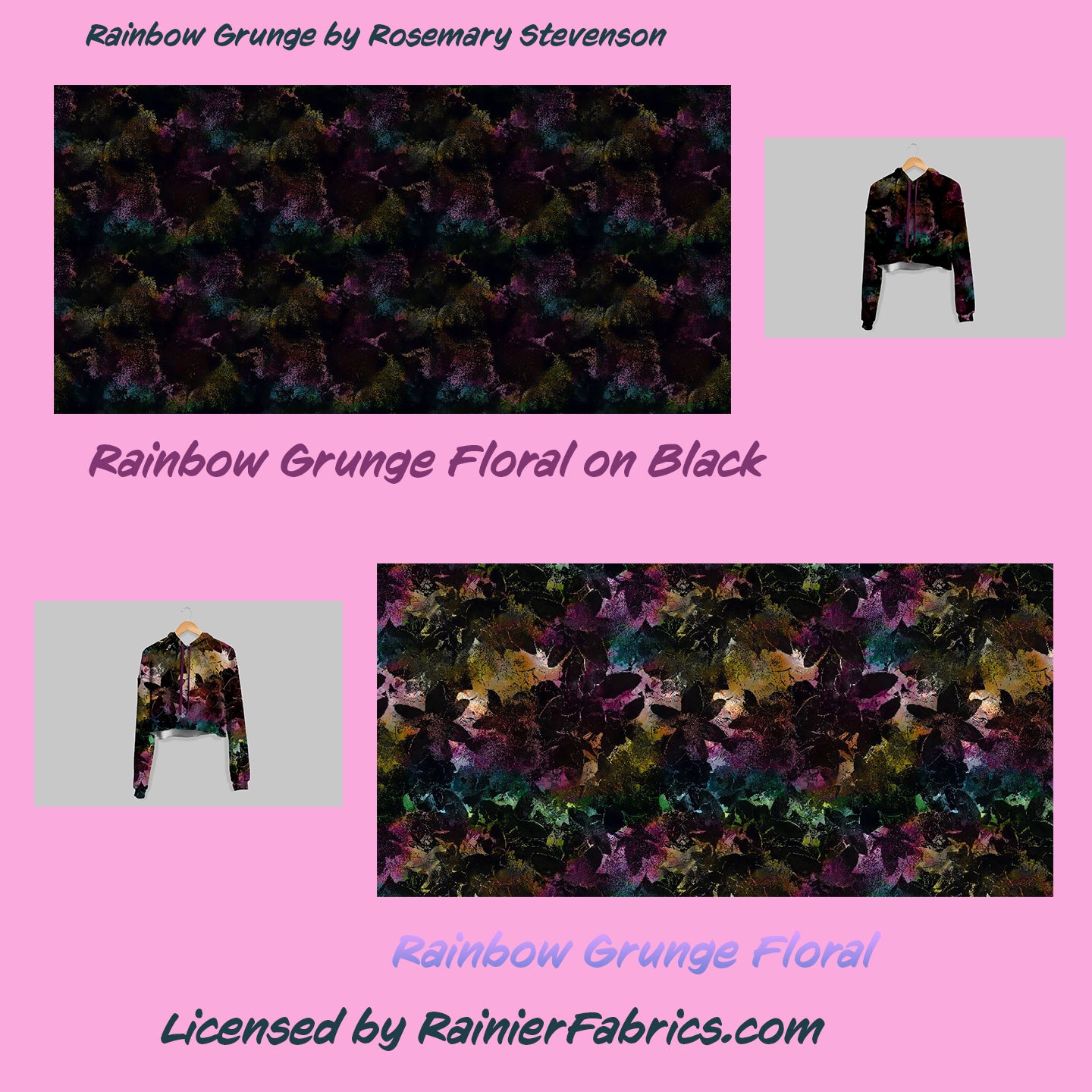 Rainbow Grunge from Rosemary Stevenson  - 2-5 day turnaround - Order by 1/2 yard; Description of bases below