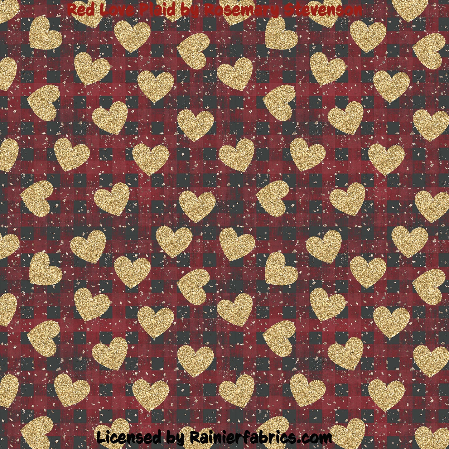 Red Love Plaid by Rosemary Stevenson - 2-5 day turnaround - Order by 1/2 yard; Description of bases below