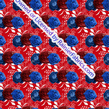 Load image into Gallery viewer, Red White and Blue Floral - Order by half yard -instructions below on base fabrics
