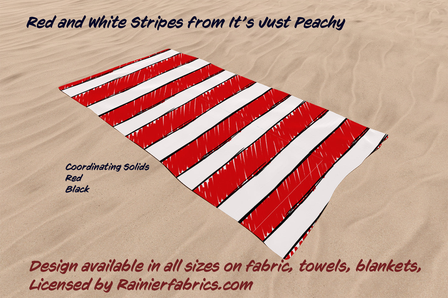 Red and White Stripes from It's Just Peachy Designs - 2-5 day turnaround - Order by 1/2 yard; Description of bases below