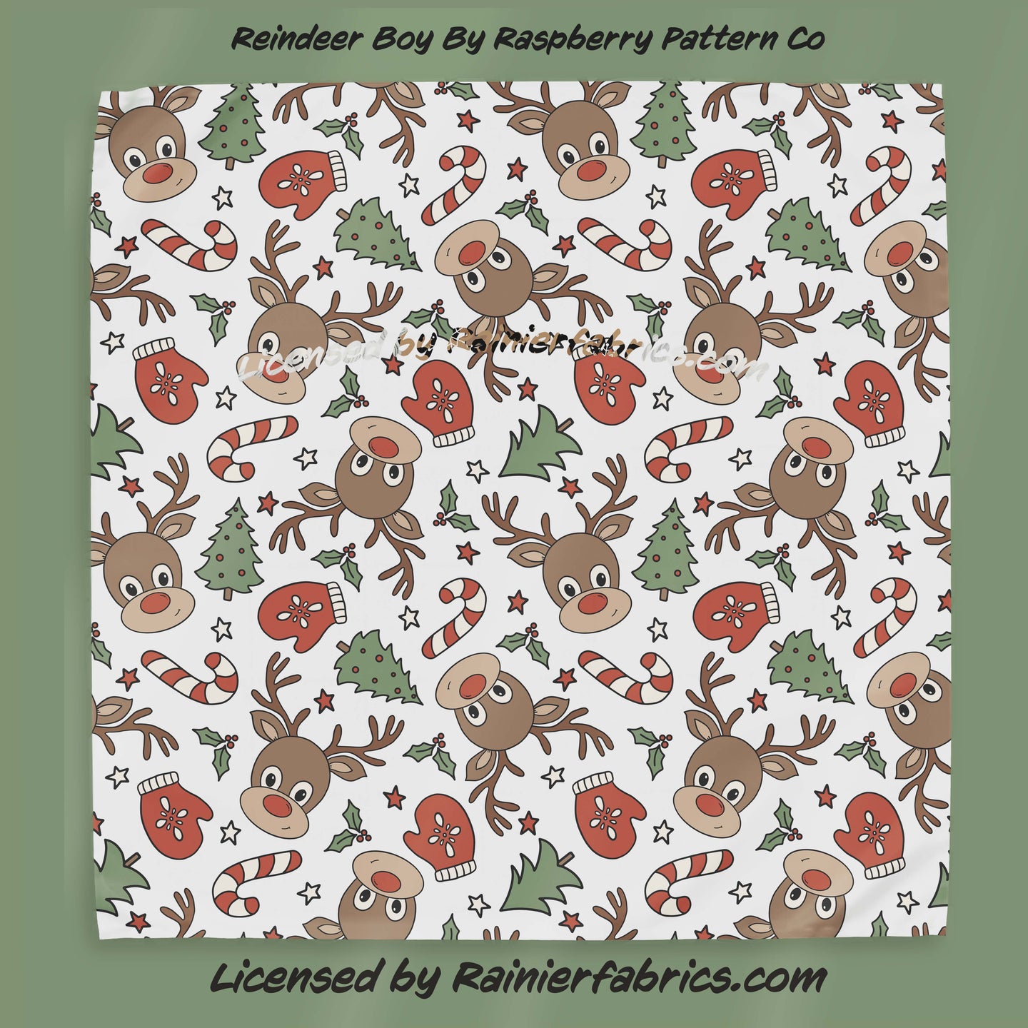 Reindeer Boy by Raspberry Pattern Co - TAT 2-5 Days (Turn around time) - Order by 1/2 yard; Description of bases below