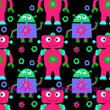 Load image into Gallery viewer, Robots fabric by Nina - order by half yard, description of base fabric below
