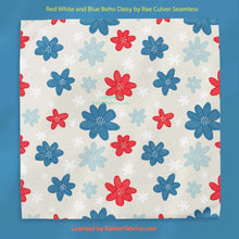 Load image into Gallery viewer, Red White and Blue Boho Daisies and Plaid by Rae Culver Seamless - 2-5 business days to ship - Order by 1/2 yard
