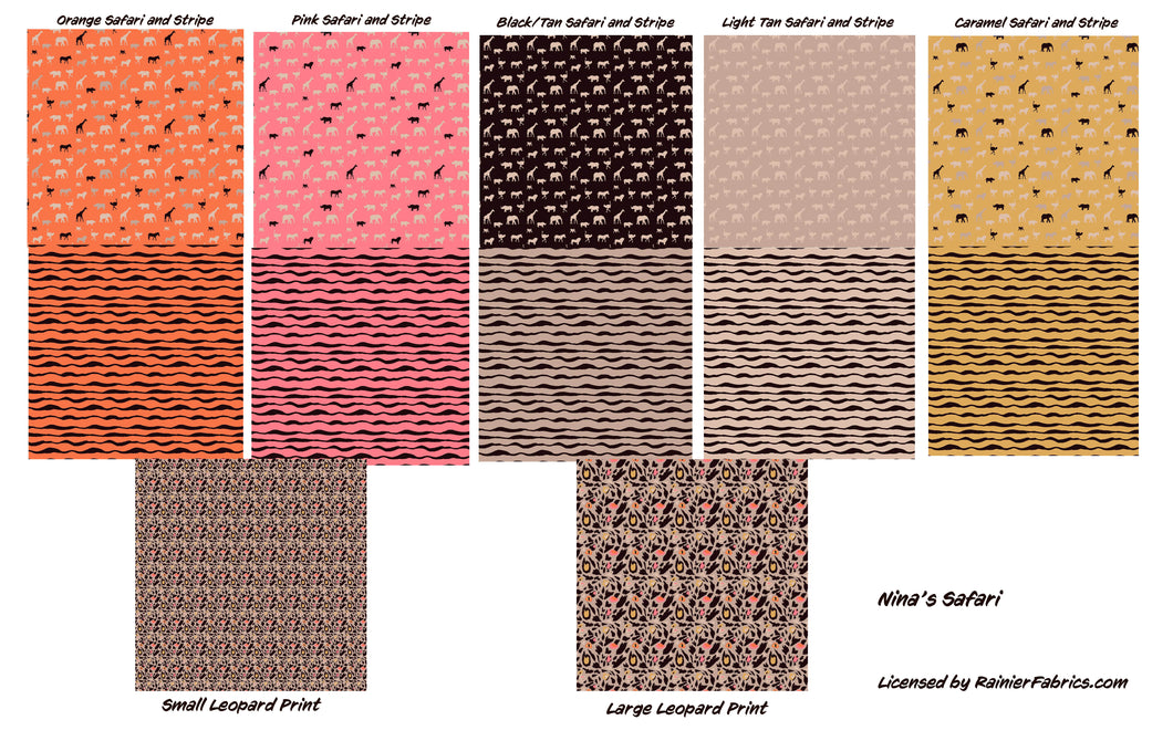 Nina's Safari Collection  - 2-5 day turnaround - Order by 1/2 yard; Description of bases below