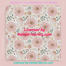 Load image into Gallery viewer, Sketchy Pink Daisy Floral and Stripes by Rae Culver Seamless - 2-5 business days to ship - Order by 1/2 yard
