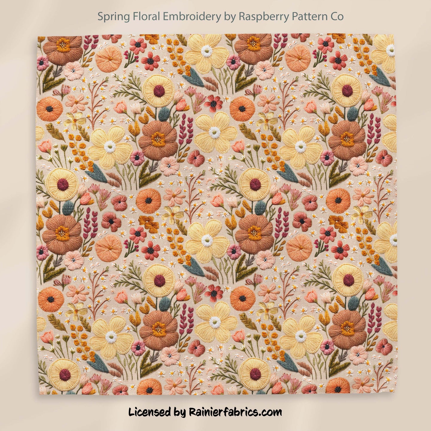 Spring Floral Embroidery by Raspberry Pattern Co - 2-5 business days to ship - Order by 1/2 yard