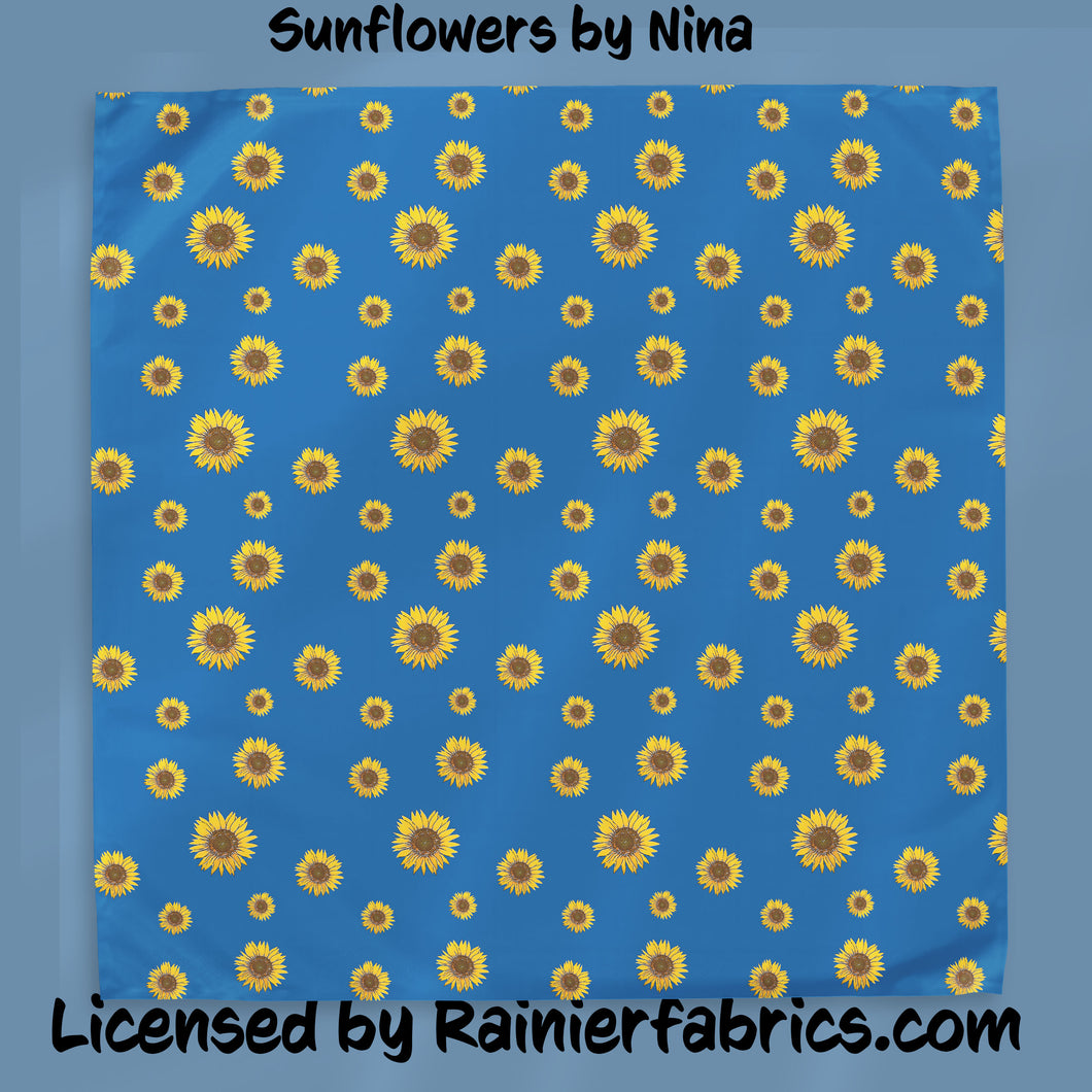 Sunflowers for Ukraine by Nina - 2-5 day turnaround - Order by 1/2 yard; Description of bases below