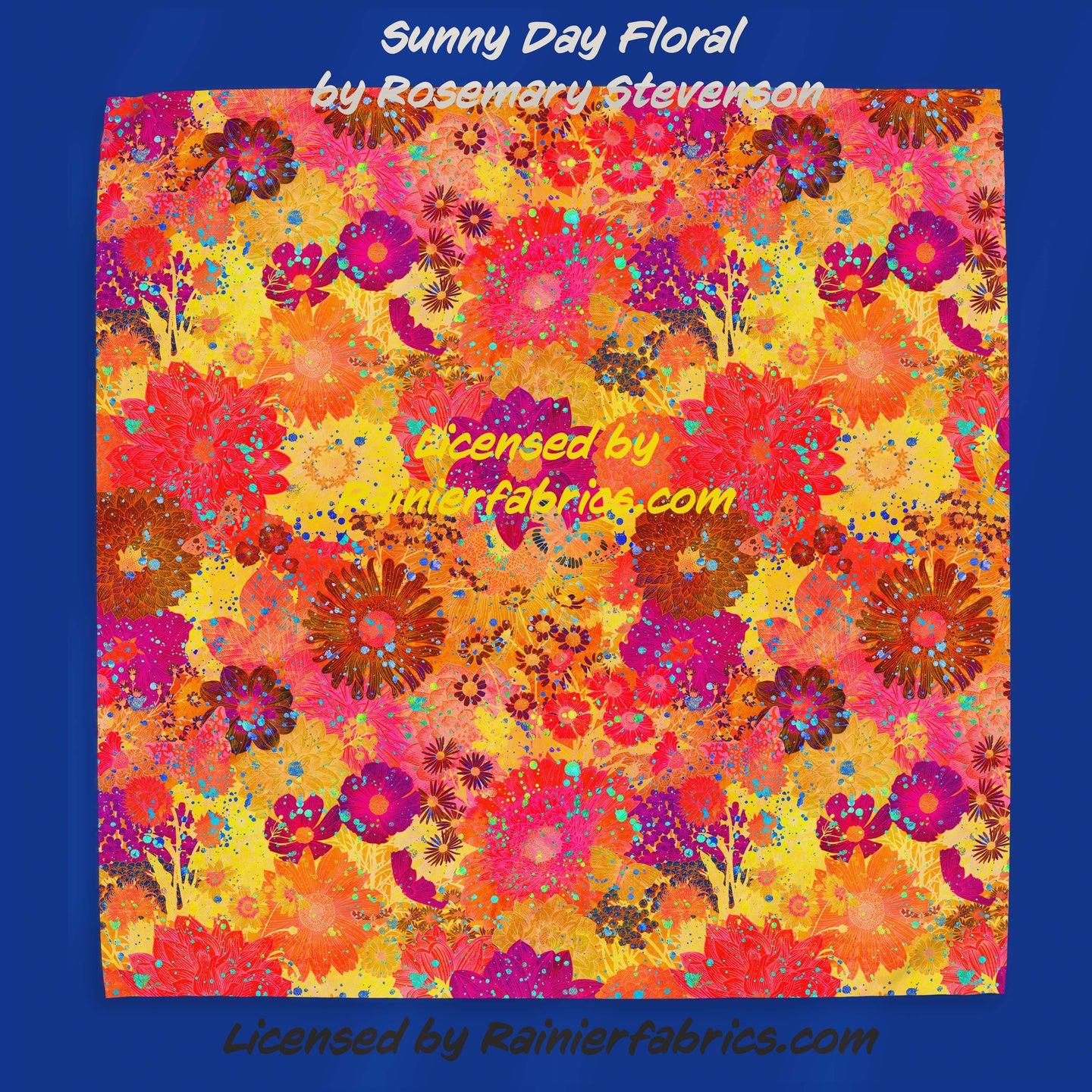 Sunny Day Floral by Rosemary Stevenson - TAT 2-5 Days (Turn around time) - Order by 1/2 yard; Description of bases below