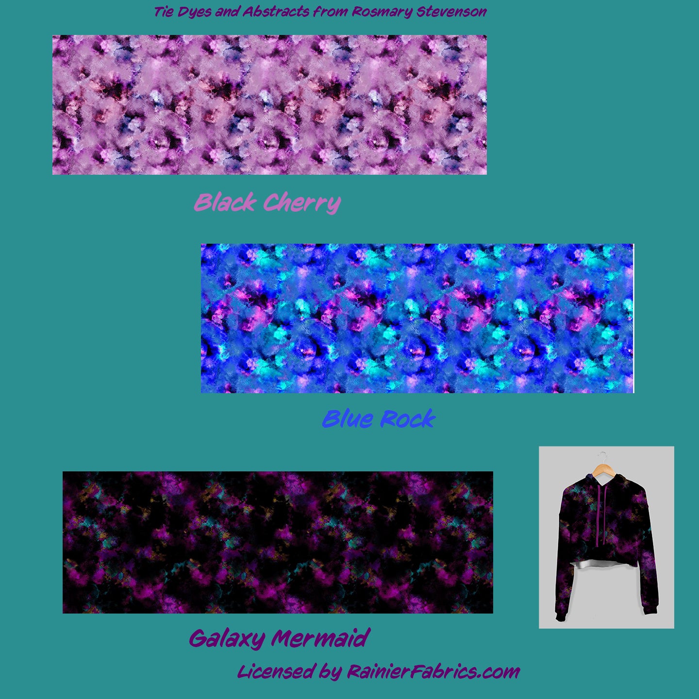 More Tie Dyes and Abstract from Rosemary Stevenson  - 2-5 day turnaround - Order by 1/2 yard; Description of bases below