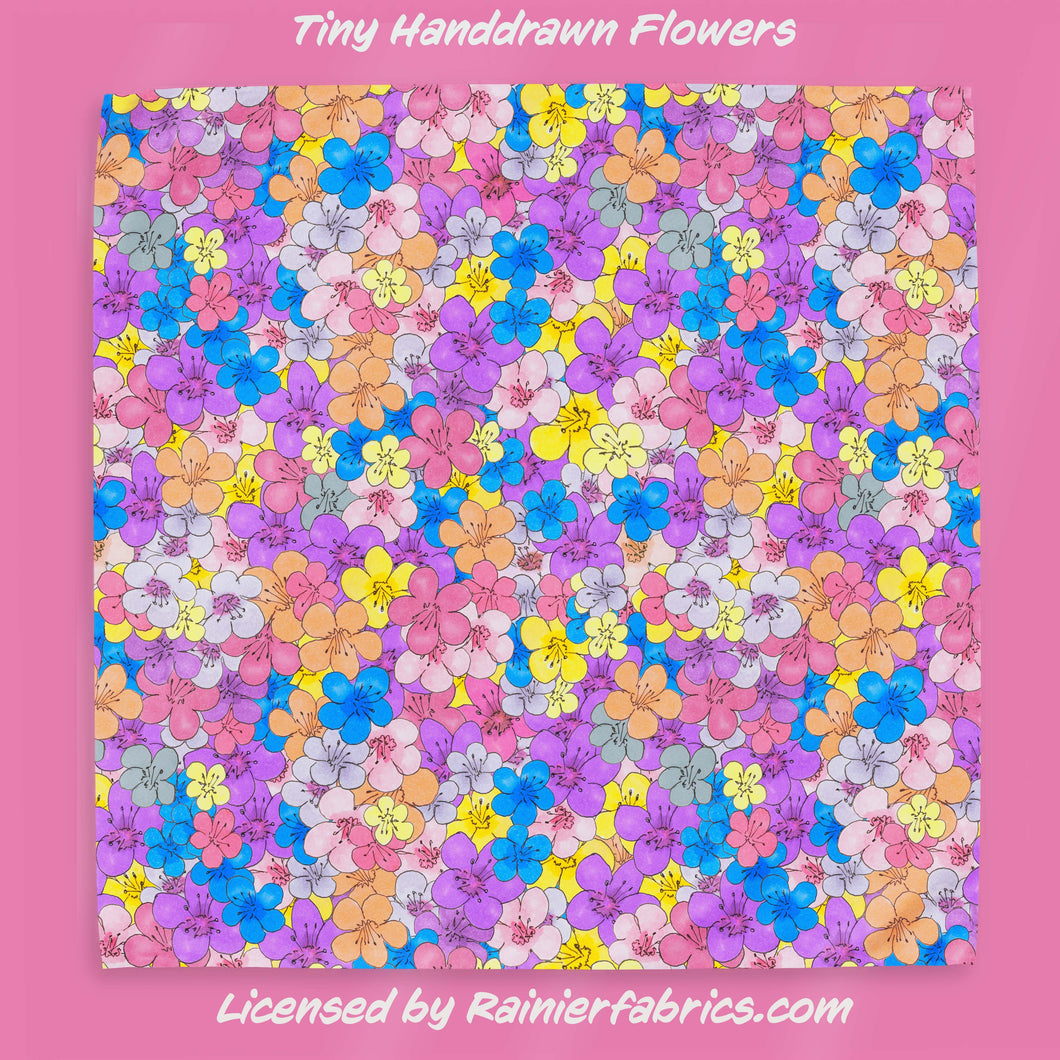 Tiny Handdrawn Pastel Flowers - 2-5 day TAT - Order by 1/2 yard; Blankets and towels available too