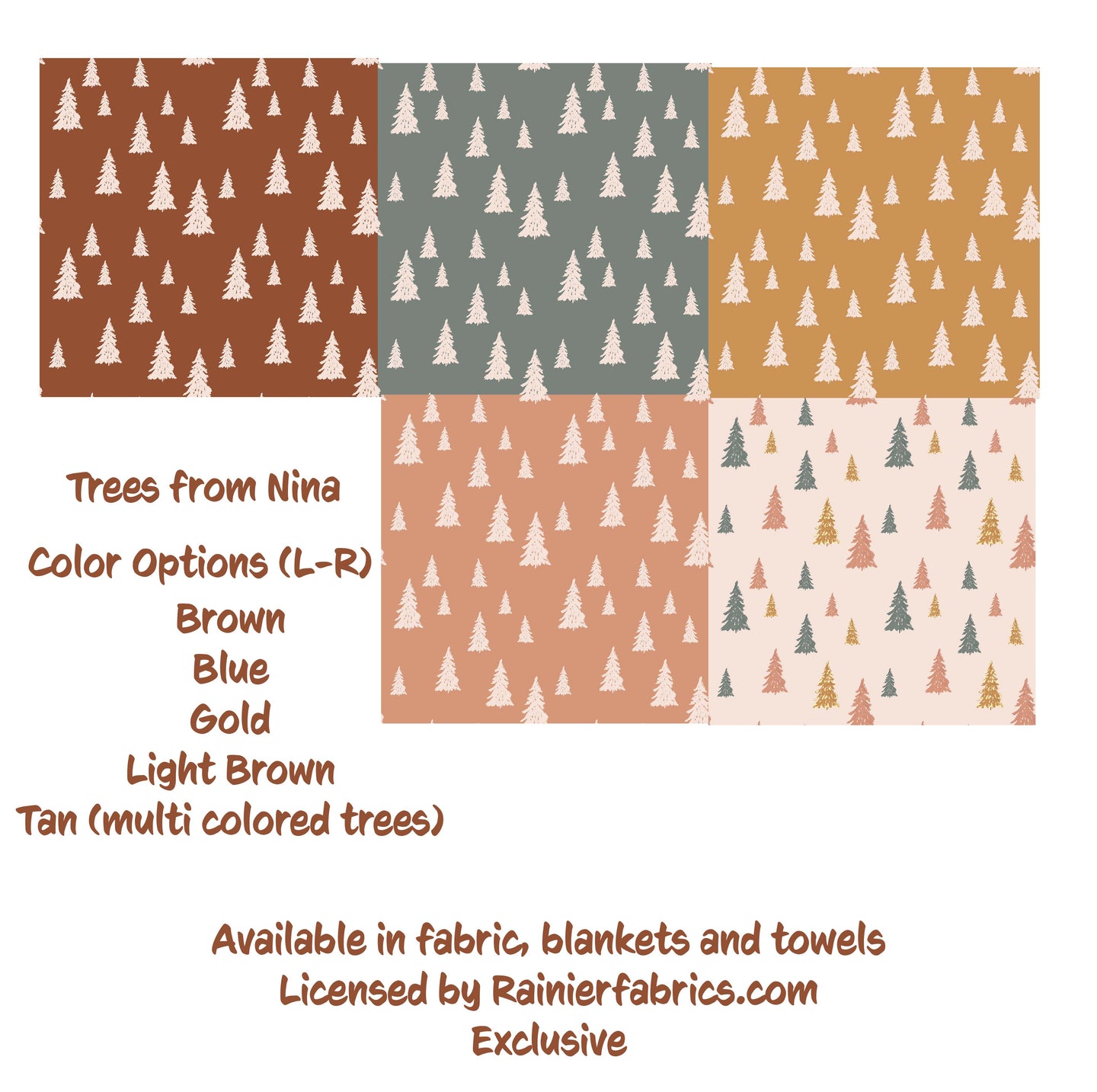 Boho-Chic Collection ~ Trees - from Nina  - 2-5 day turnaround - Order by 1/2 yard; Description of bases below