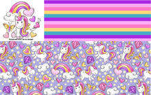 Load image into Gallery viewer, Unicorns with Panel and Stripes by Everbloom - 2-5 day TAT - Order by 1/2 yard; Blankets and towels available too
