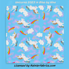Load image into Gallery viewer, Unicorns 2023 in Purple, Pink and Blue! by Nina - 2-5 business days to ship - Order by 1/2 yard
