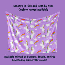 Load image into Gallery viewer, Unicorns by Nina in Pink and Purple - Blanket
