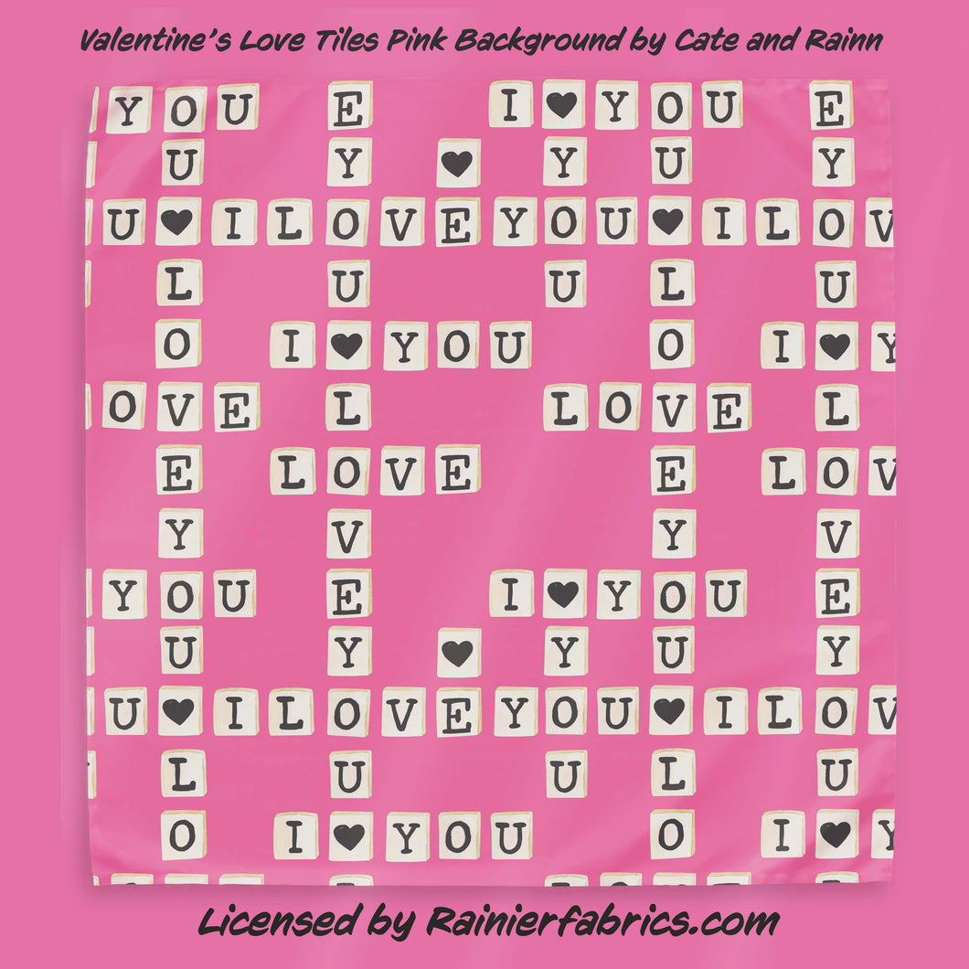 Love Tiles - part of Valentines Day Collection from Cate and Rainn - TAT 2-5 Days (Turn around time) - Order by 1/2 yard; Description of bases below