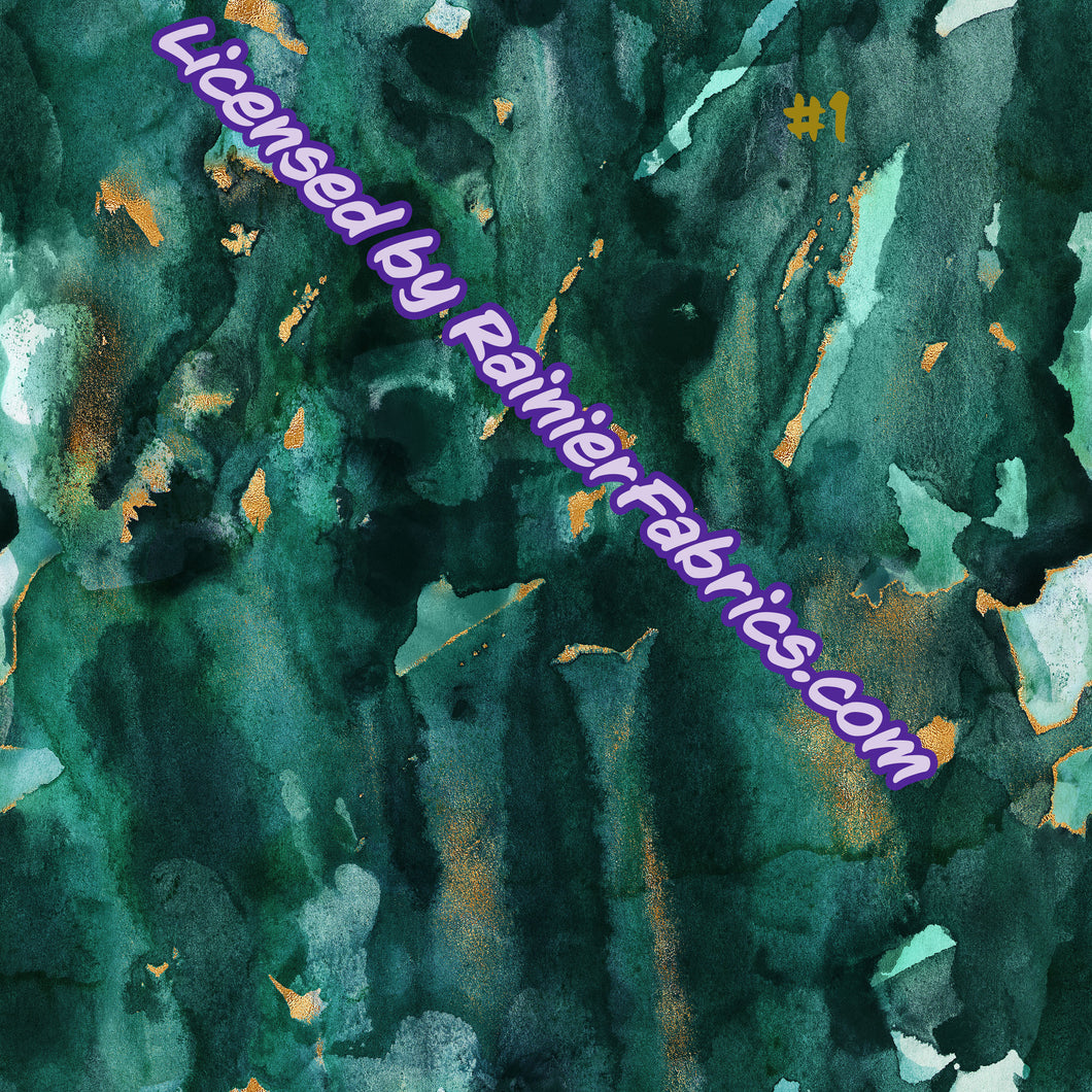 Rainier Green Grunge with Gold Collection - 2-5 day turnaround - Order by 1/2 yard; Description of bases below