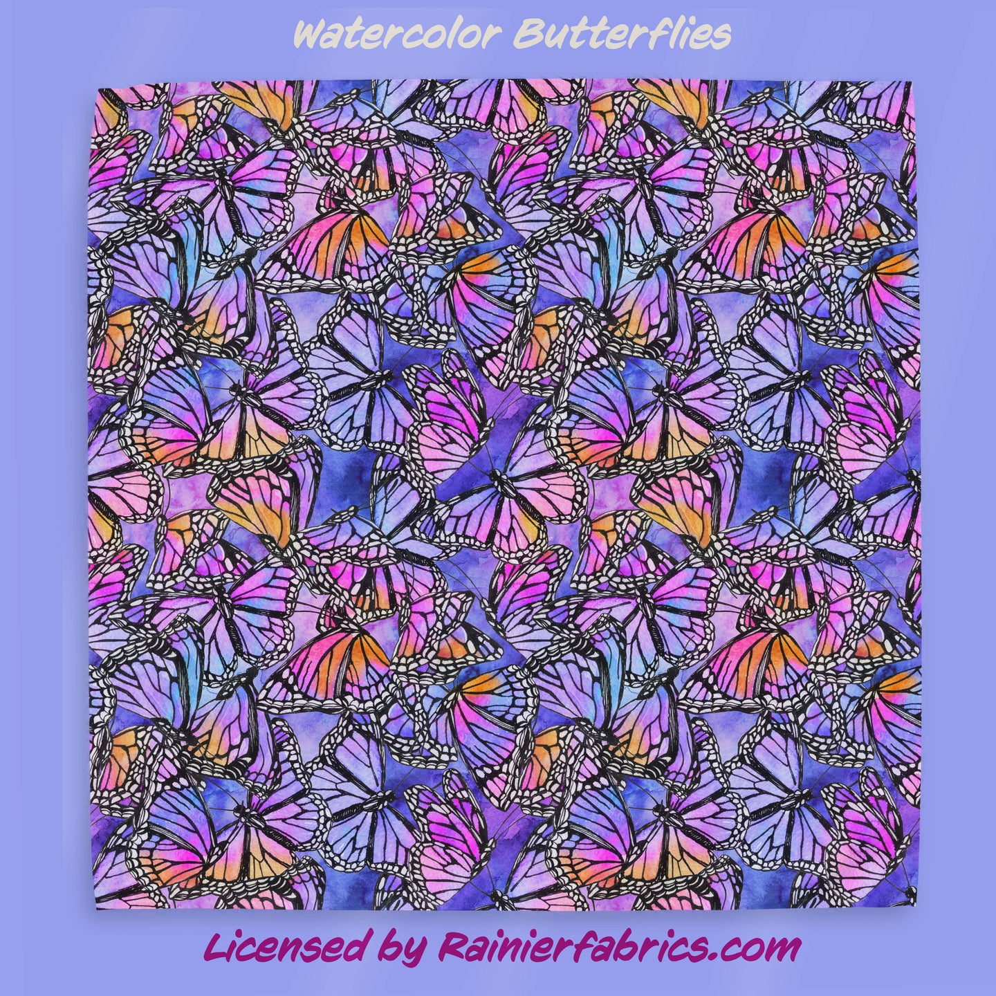 Watercolor Butterflies  - 2-5 day TAT - Order by 1/2 yard; Blankets and towels available too